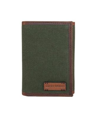 Men's Canvas with Leather Trim Trifold Wallet