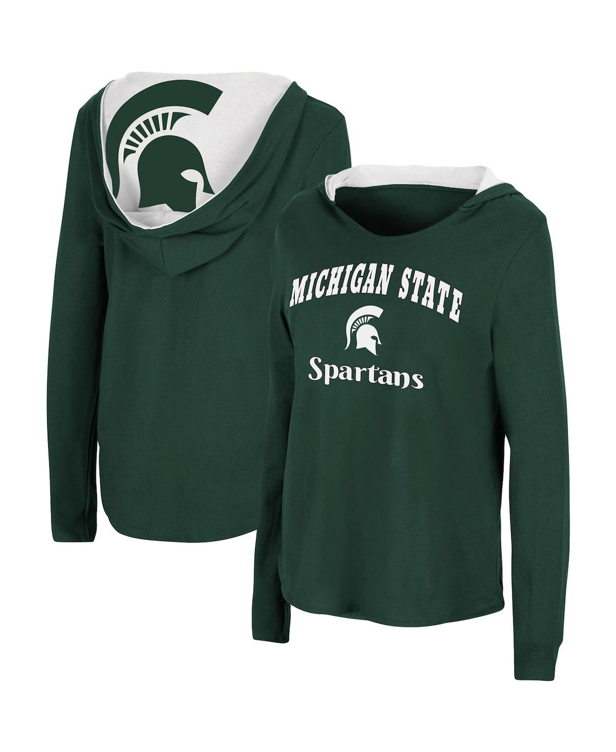 COLOSSEUM WOMEN'S COLOSSEUM GREEN MICHIGAN STATE SPARTANS CATALINA HOODIE LONG SLEEVE T-SHIRT