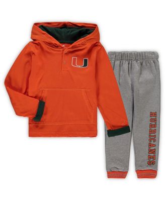 Toddler Boys Orange, Heathered Gray Miami Hurricanes Poppies Hoodie and Sweatpants Set