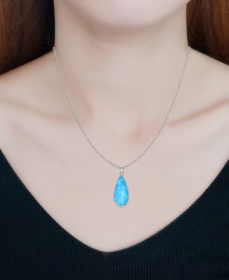 Onyx Teardrop Pendant Necklace in Sterling Silver, 16" + 2" extender, (Also in Blue Howlite & Sodalite), Created for Macy's