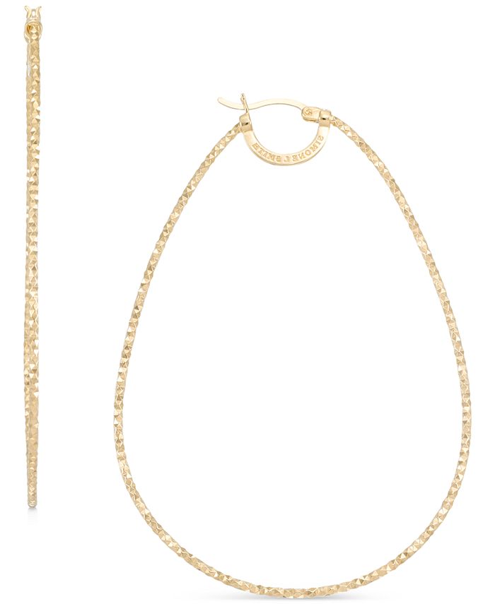 Simone I. Smith Textured Pear Shaped Hoop Earrings in 18k Gold