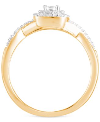 Diamond Swirled Shank Ring (1/5 ct. t.w.) in 14k Gold-Plated Sterling Silver