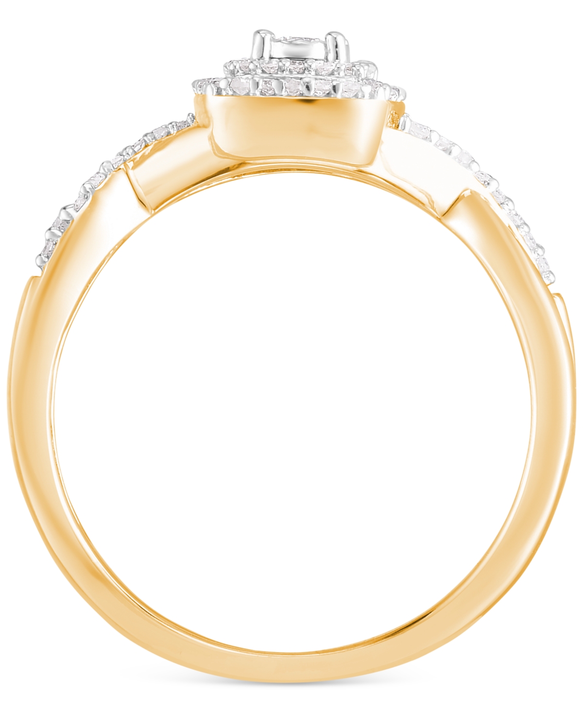 Diamond Swirled Shank Ring (1/5 ct. t.w.) in 14k Gold-Plated Sterling Silver - Gold-Plated Sterling Silver
