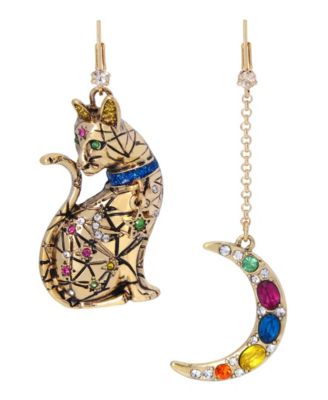 Popular New BETSEY JOHNSON Cat Moon Pendant Necklace