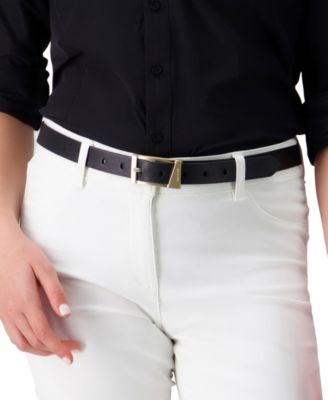 Skinny Geometric Center Bar Buckle Dress Belt