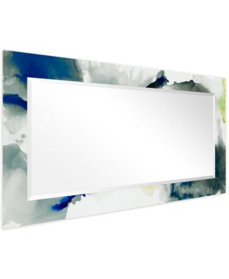 'Ephemeral' Rectangular On Free Floating Printed Tempered Art Glass Beveled Mirror, 54" x 28"