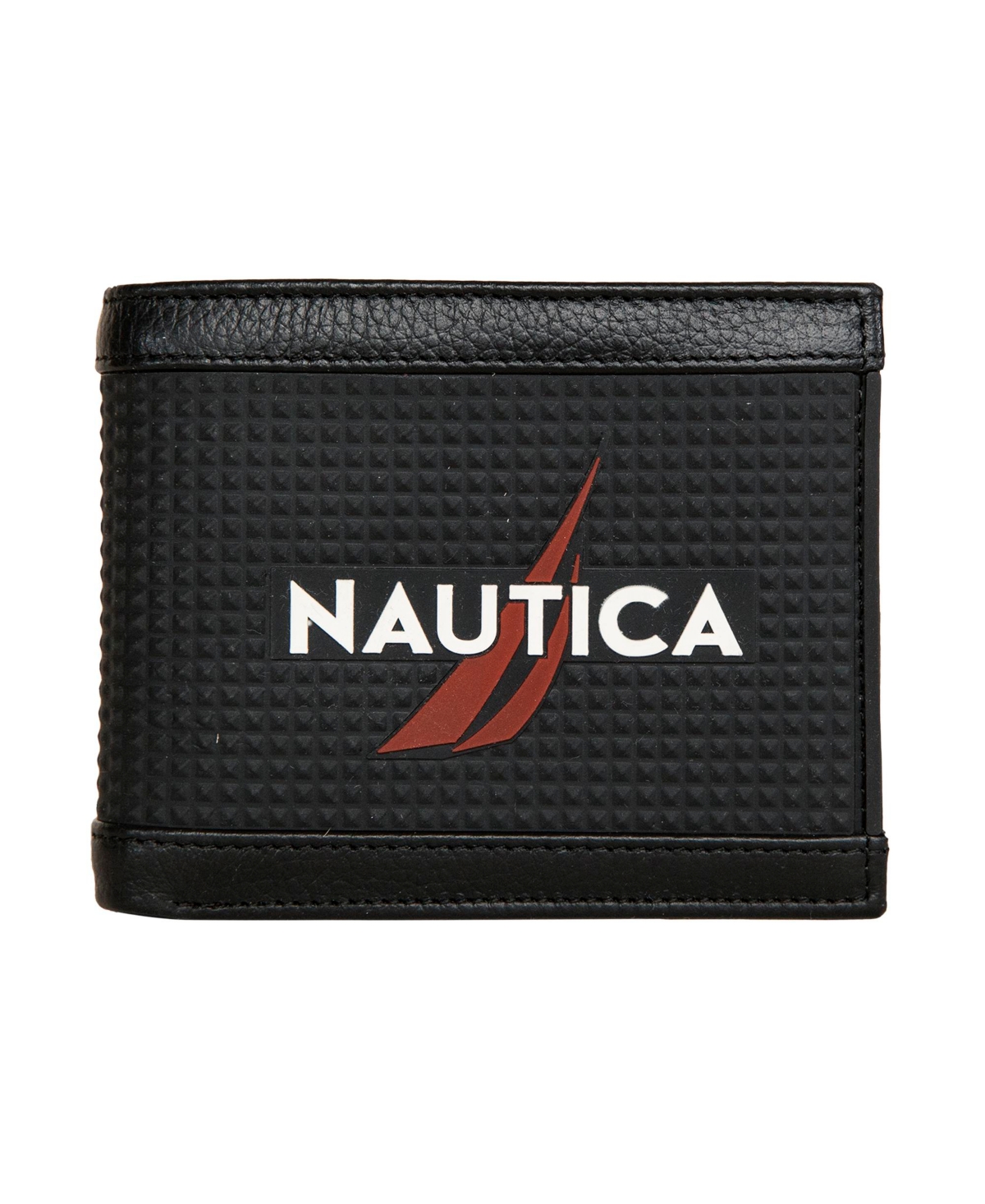 Nautica Men's Logo Rubber Leather Bifold Wallet In Black