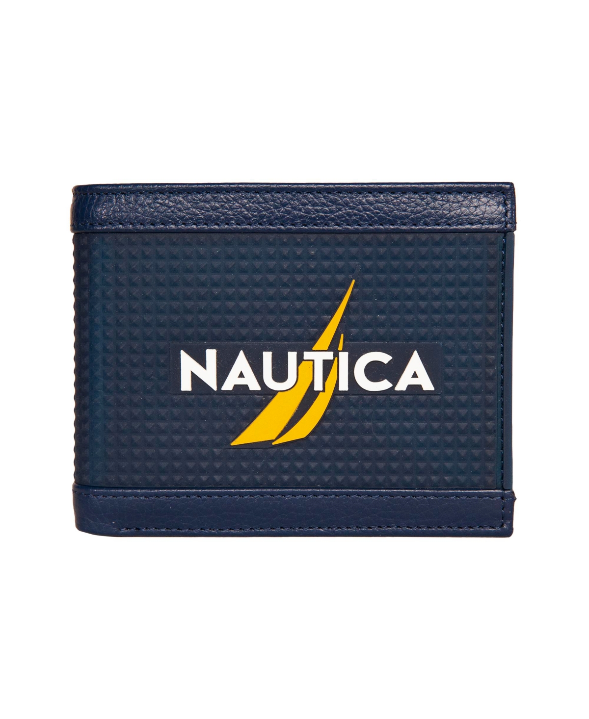 Men's Logo Rubber Leather Bifold Wallet - Navy