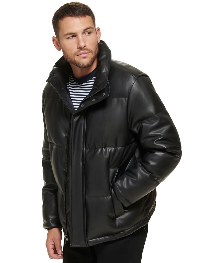 Men's Faux Leather Puffer Gilet