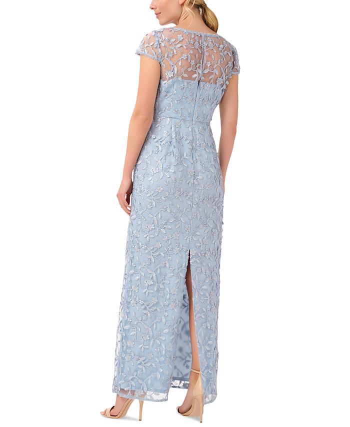 Adrianna Papell Embroidered Metallic Gown - Macy's