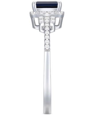 Lab-Grown Emerald (5/8 ct. t.w.) & Lab-Grown White Sapphire (1/5 ct. t.w.) Ring in Sterling Silver (Also in Lab-Grown Ruby & Lab-Grown Sapphire)