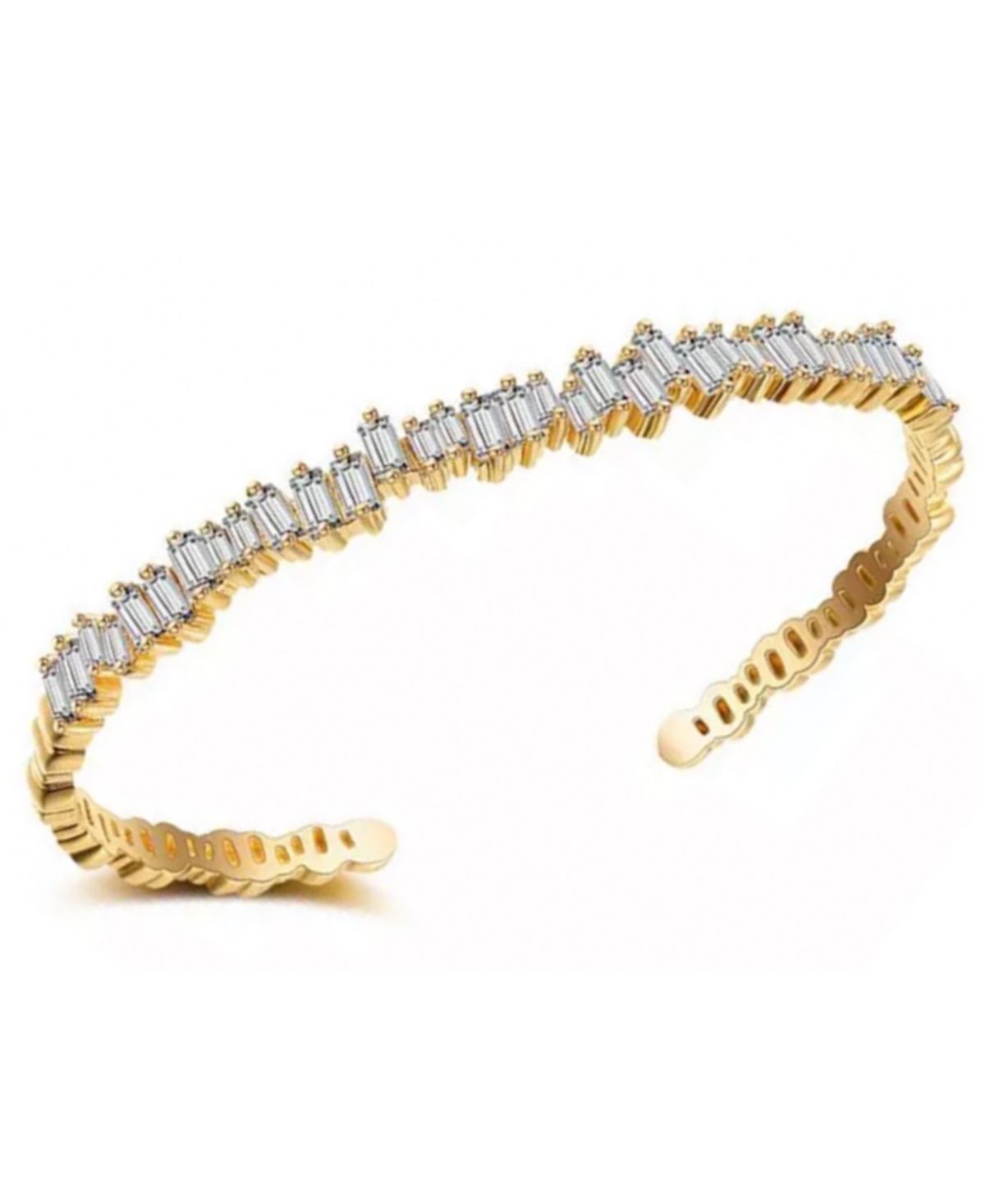 Accessory Concierge Women's Ice Baguette Cuff Bracelet In Gold-tone