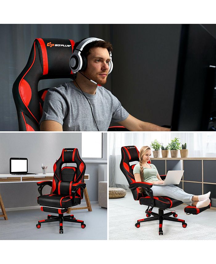 Costway Massage Gaming Chair Reclining Racing Computer Office Chair