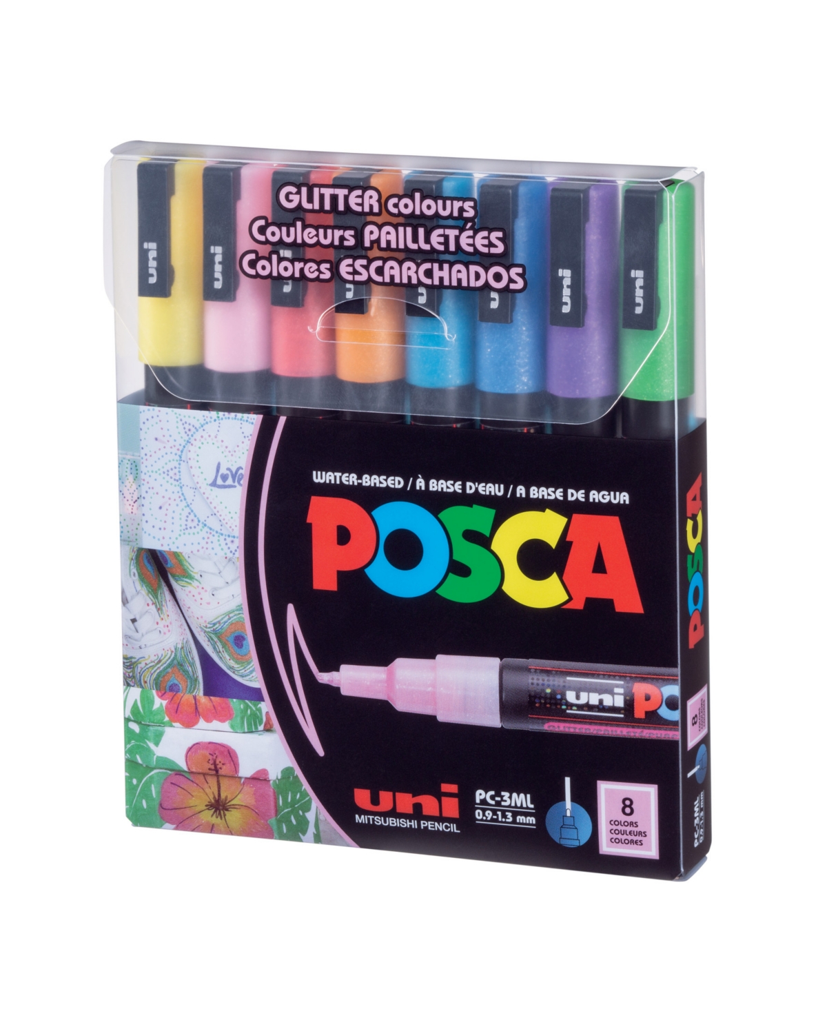 Paint Fine Glitter Marker 8 Piece Color Set, 3 ml - Multi