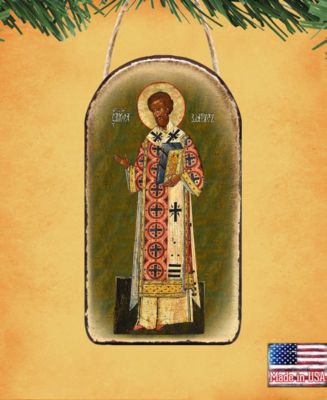 Saint Chrysostom Wooden Greek Christian Orthodox Icon Ornament