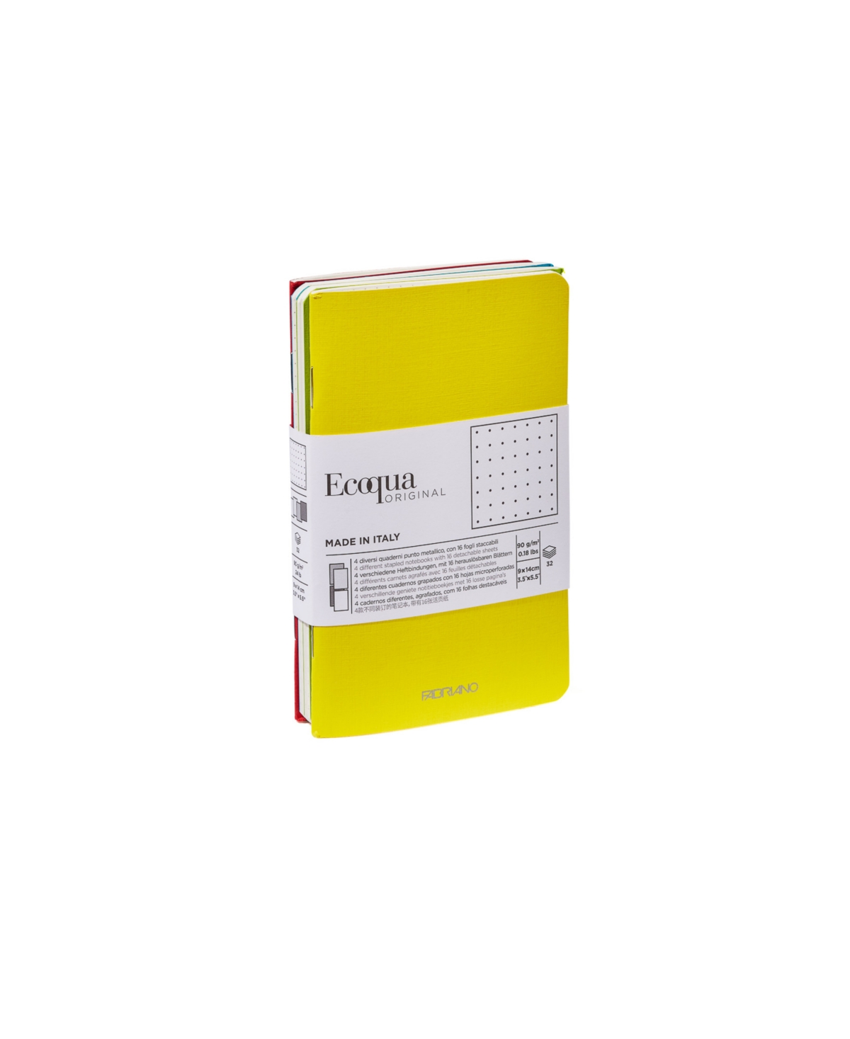 Spring Colors Ecoqua Original Pocket Staple Bound Dot Notebook 4 Piece Sets - Multi