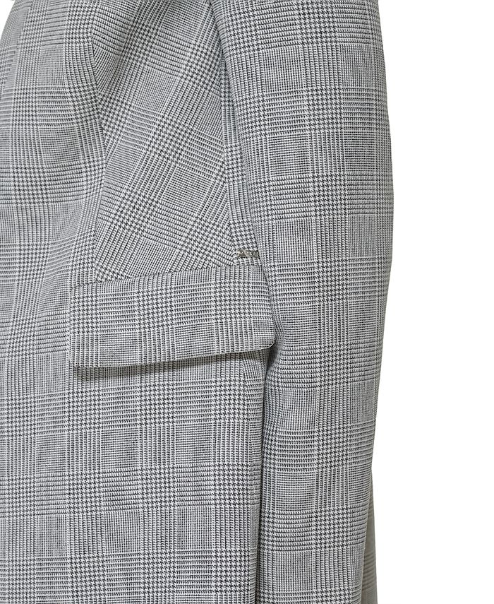Le Suit Notched Collar Long Sleeve Flap Pockets Pinstripe Jacket with Mid Waist Button Zipper Closure Pockets Straight Pants (Two Piece)