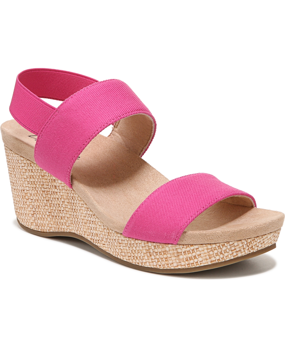 Lifestride Delta Wedge Sandal In Raspberry Pink Canvas
