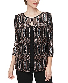 Women's Layered-Look Embellished Top