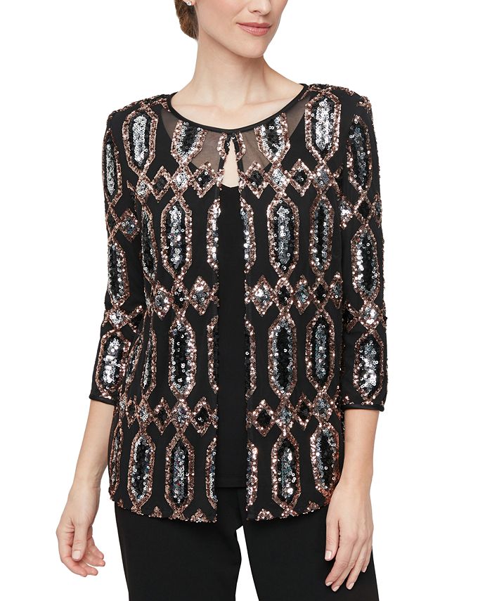 Alex Evenings Women's Layered-Look Embellished Top & Reviews - Tops ...