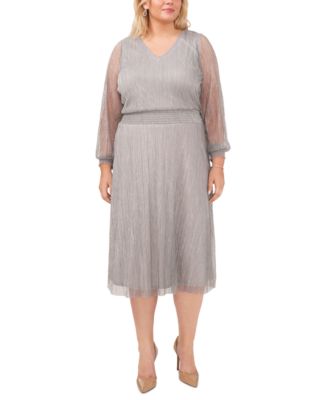 MSK Plus Size Lurex Smocked Midi Dress & Reviews - Dresses - Plus Sizes ...