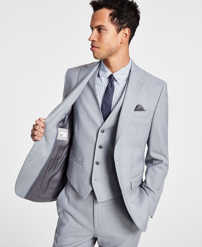 Bar III Men's Slim-Fit Wool Sharkskin Suit Jacket, Created for