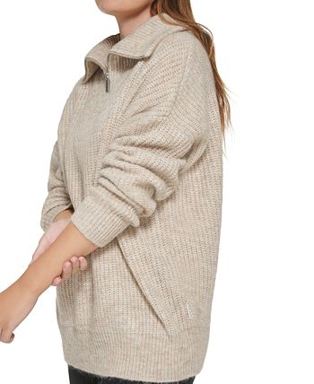 Calvin Klein Jeans Women's Oversized Half-Zip Mock-Neck Sweater 