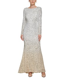 Ombré-Sequinned Gown 