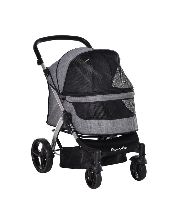 PawHut Pet Stroller Foldable Travel Carriage with Adjustable Handle Brake Bag Macy's