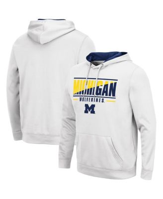 Men's White Michigan Wolverines Slash Stack 2.0 Pullover Hoodie