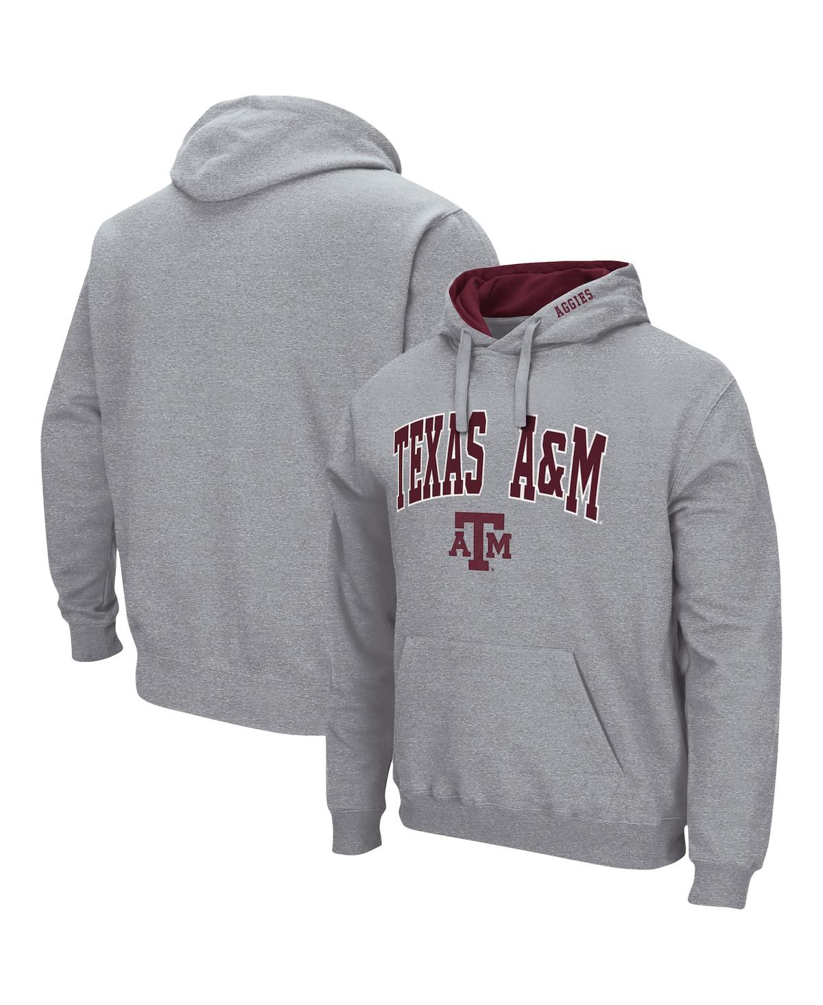 Colosseum Men's  Heathered Gray Texas A&m Aggies Arch & Logo 3.0 Pullover Hoodie