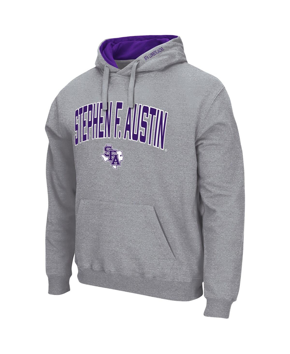 Colosseum Heathered Gray Stephen F Austin Lumberjacks Arch And Logo Pullover Hoodie In Heathered Gray