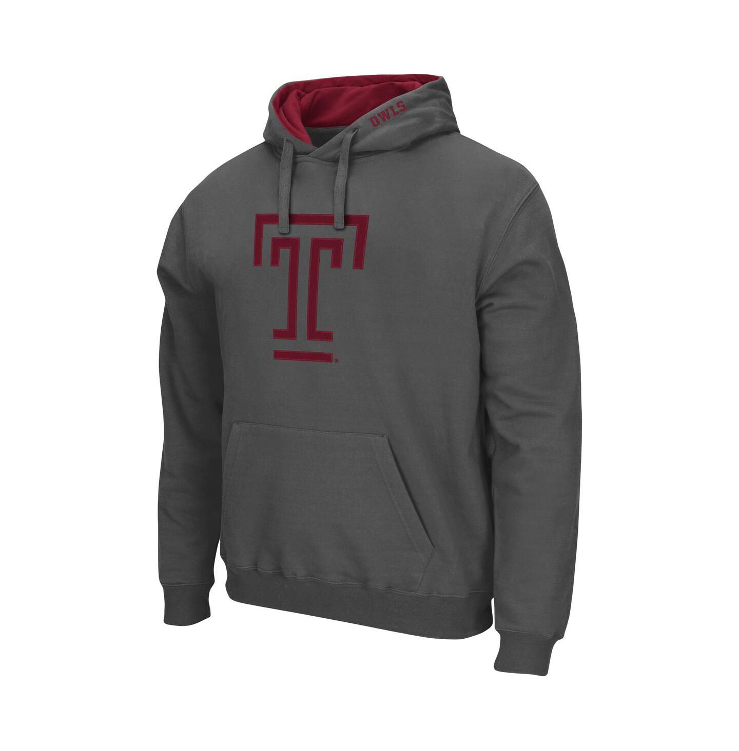 Мужское худи Colosseum Temple Owls Arch and Logo Pullover, цвет: Угольный — фото 3