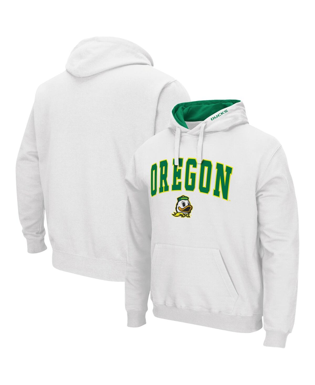 Colosseum Men's  White Oregon Ducks Arch And Logo 3.0 Pullover Hoodie