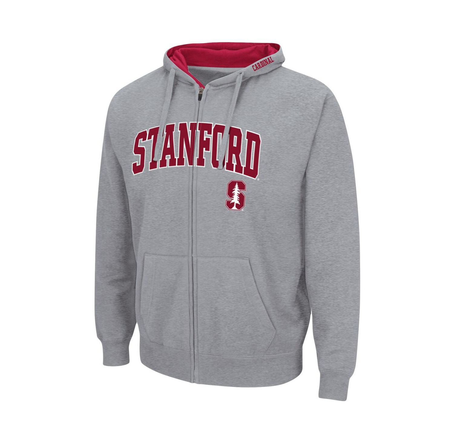 Men's Heathered Gray Stanford Cardinal Arch and Logo 3.0 Full-Zip Hoodie