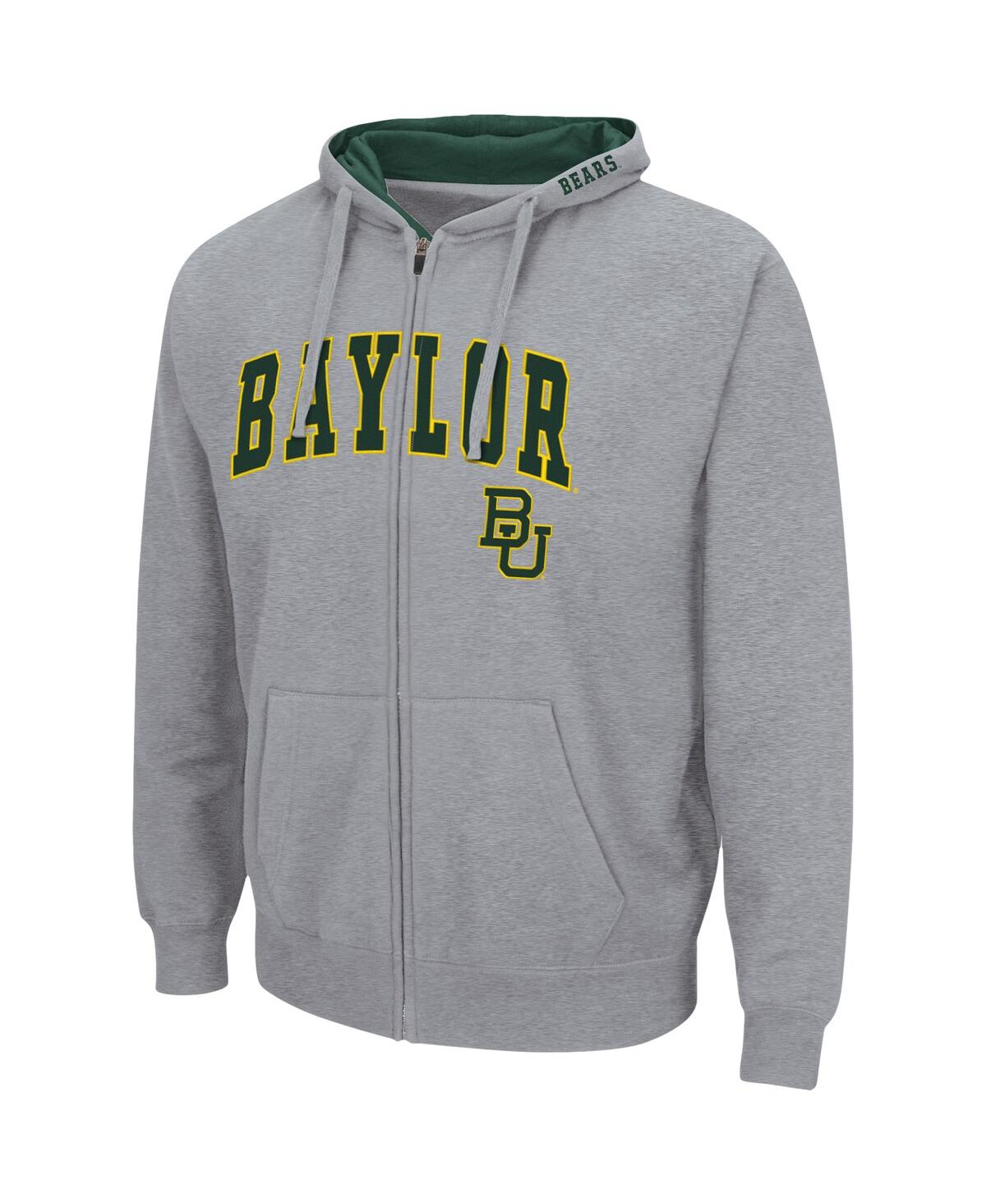 Colosseum Men's  Heathered Gray Baylor Bears Arch And Logo 3.0 Full-zip Hoodie In Heathered Gray