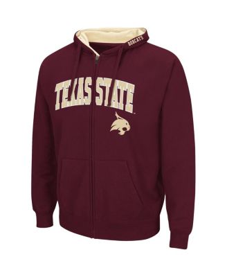 Men's Maroon Texas State Bobcats Arch and Logo 3.0 Full-Zip Hoodie