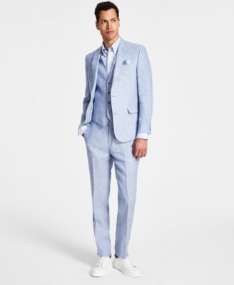 Bar Iii Mens Slim Fit Linen Suit Separates Created For Macys In White