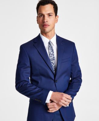 DKNY Men's Blue Tic Modern-Fit Performance Stretch Suit