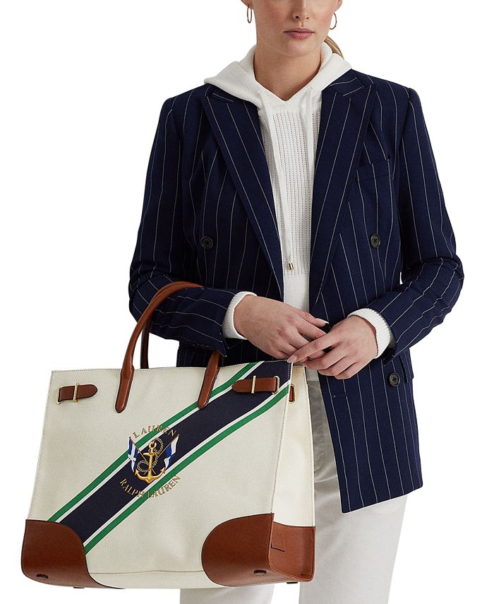 Lauren Ralph Lauren Print Canvas Large Devyn Tote Bag & Reviews