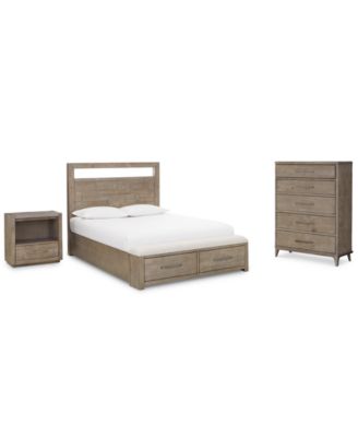 Intrigue Bedroom 3-Pc. Set (King Storage Bed, One-Drawer Nightstand & Chest)