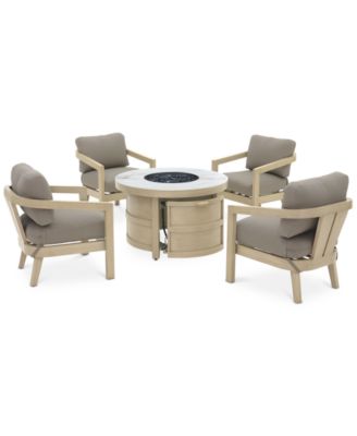 Reid Outdoor 5-Pc. Chat Set (1 Fire Pit & 4 Club Chairs), Created for Macy's