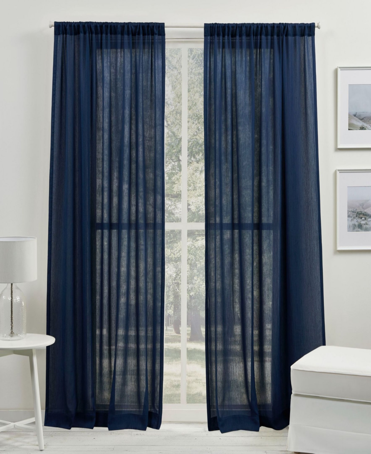 Lauren Ralph Lauren Coralina Sheer Rod Pocket Curtain Panel, 50" X 96" In Indigo
