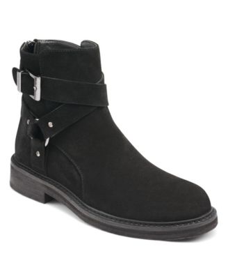 Karl Lagerfeld Men s Suede Harness Tire Tread Sole Boot Black Casual Boots