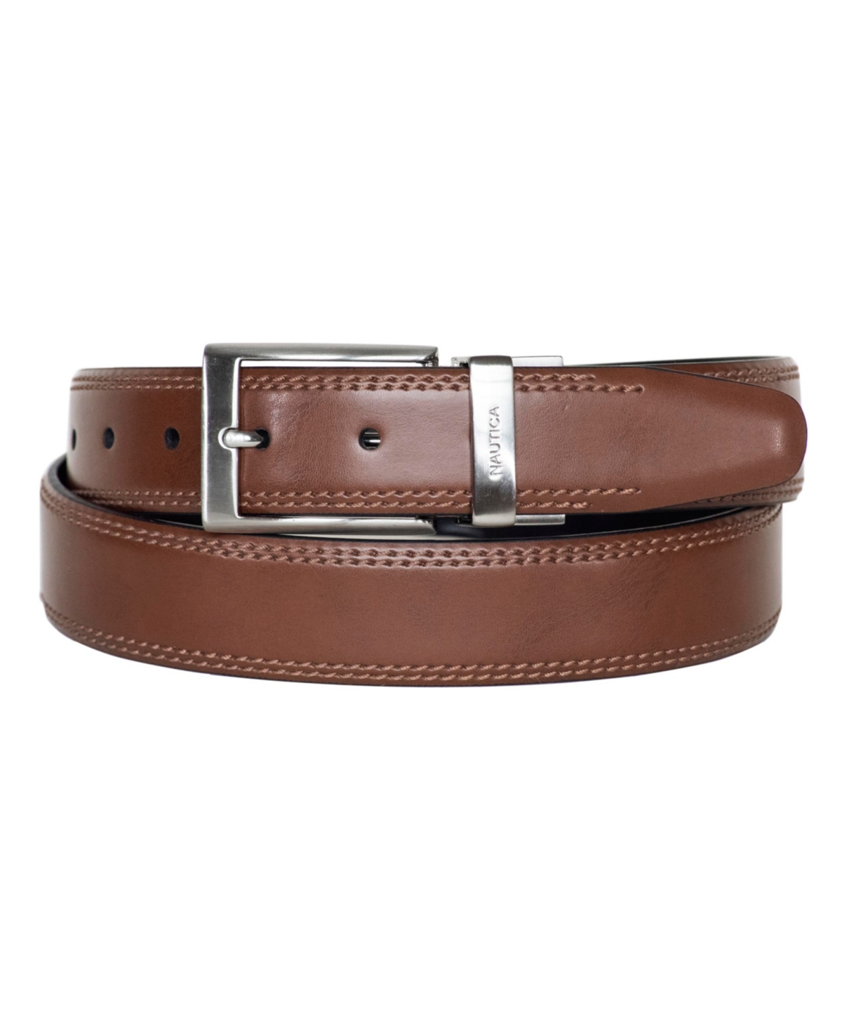 Men's Reversible Double Stitch Leather Belt - Black, Brown