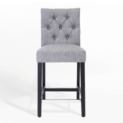 24" Linen Fabric Tufted Counter Stool
