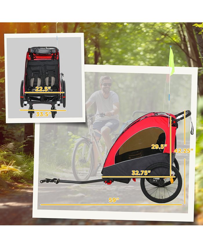 Aosom Child Bike Trailer 3 In1 Foldable Jogger 2Seat Baby Stroller Macy's