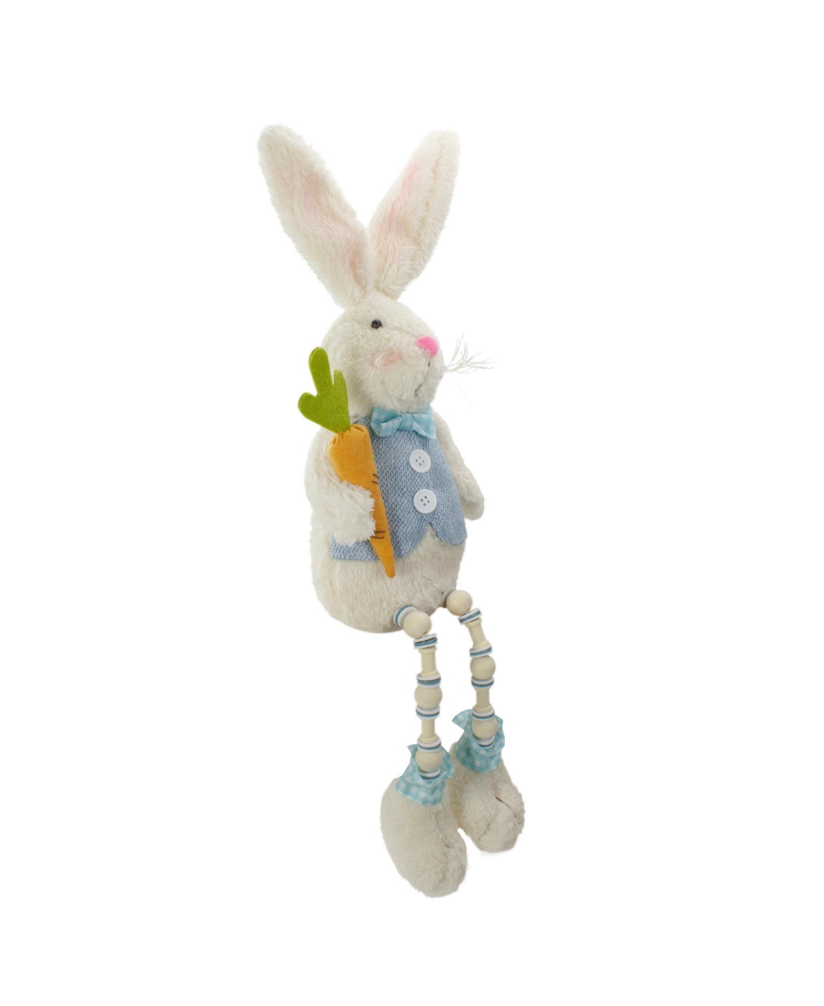 Boy Bunny Rabbit with Dangling Bead Legs Spring Figure,