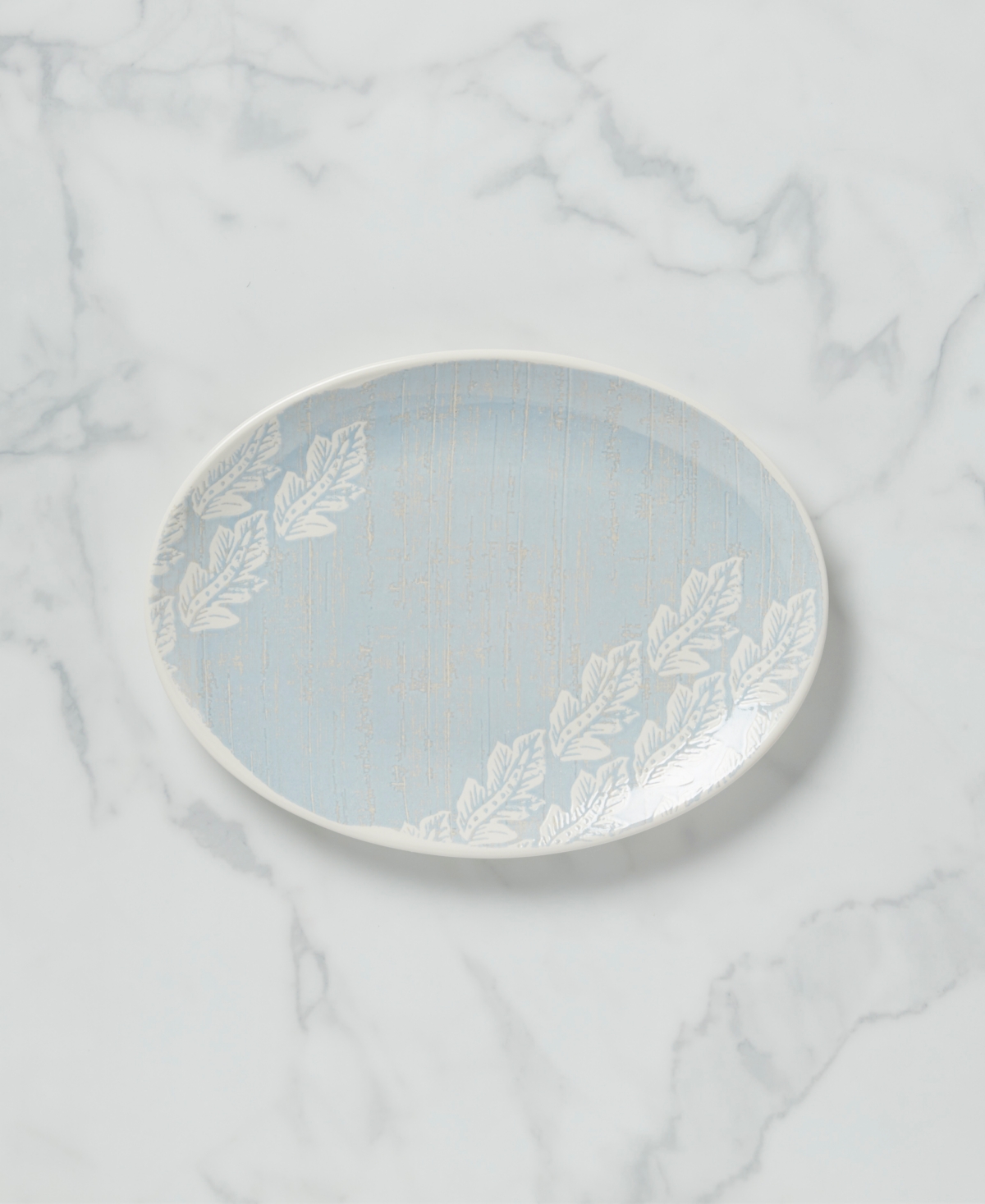 Lenox Textured Neutrals Leaf Oval Platter - White And Chambray