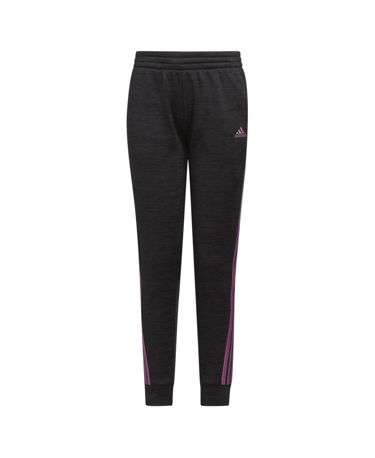 Adidas Originals Adidas Big Girls Melange Fleece Elastic Waist Joggers In Black With Purple Heather